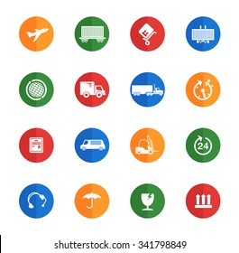 cargo shipping flat icons for media