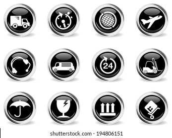 cargo shipping glass icons