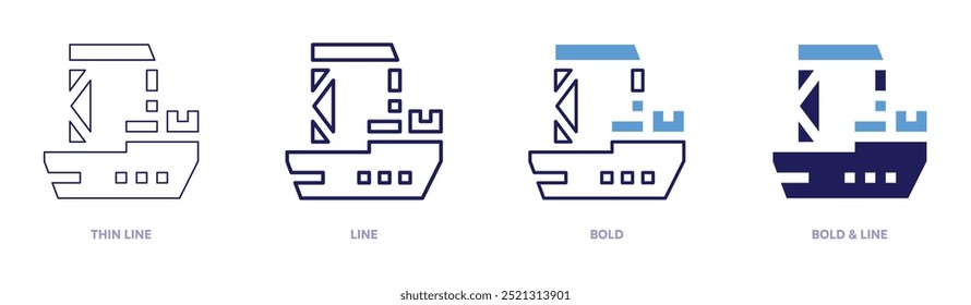 Cargo shipping icon in 4 different styles. Thin Line, Line, Bold, and Bold Line. Duotone style. Editable stroke.