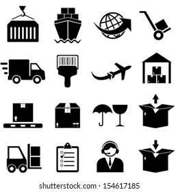 Cargo and shipping icon set