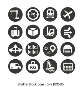 cargo and shipping icons set in circle button style