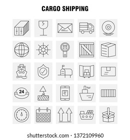 Cargo Shipping Line Icon for Web, Print and Mobile UX/UI Kit. Such as: Shield, Cargo, Security, Delivery, Mobile, Cell, Cargo, Box, Pictogram Pack. - Vector