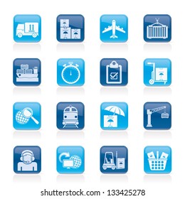 Cargo, shipping and logistic icons - vector icon set