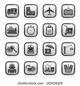 Cargo, shipping and logistic icons - vector icon set