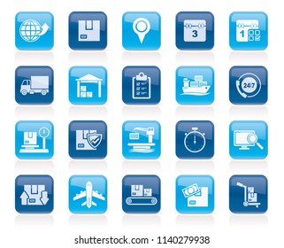 Cargo, shipping, logistic and transportation icons - vector icon set 