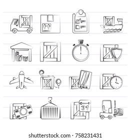 Cargo, shipping, Logistics and delivery icons - vector icon set