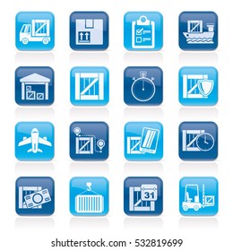 Cargo, shipping, Logistics and delivery - vector icon set