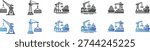 Cargo Shipping and Port Operations Icon Set