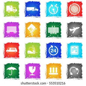 Cargo shipping simply symbol in grunge style for user interface design
