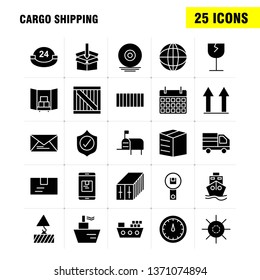 Cargo Shipping Solid Glyph Icon for Web, Print and Mobile UX/UI Kit. Such as: Shield, Cargo, Security, Delivery, Mobile, Cell, Cargo, Box, Pictogram Pack. - Vector