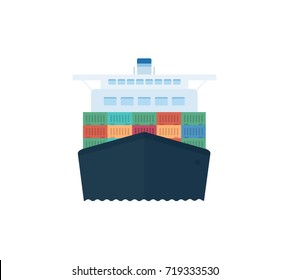 Cargo Shipping Transporting Flat Vector Illustration 