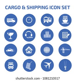 Cargo and shipping vector icon set