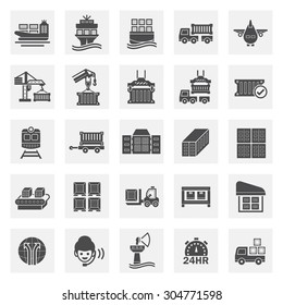 Cargo and shipping vector icon set.