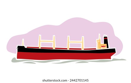 Cargo ships. Geared bulk carrier. Bulker. Sea delivery. Vector image for prints, poster and illustrations. svg