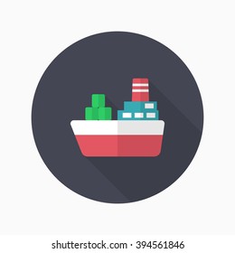 Cargo ships icon, Vector flat long shadow design. Transport concept.