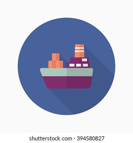 Cargo ships icon, Vector flat long shadow design. Transport concept.