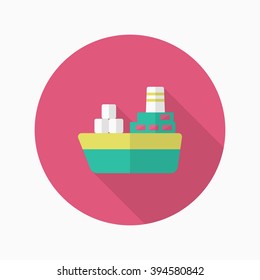 Cargo ships icon, Vector flat long shadow design. Transport concept.
