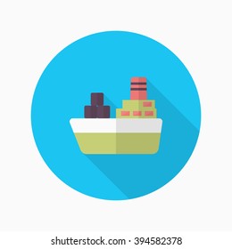 Cargo ships icon, Vector flat long shadow design. Transport concept.
