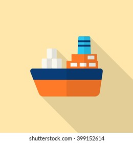 Cargo ships icon, Vector flat long shadow design. Transport concept.