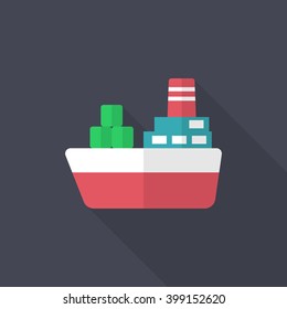 Cargo ships icon, Vector flat long shadow design. Transport concept.