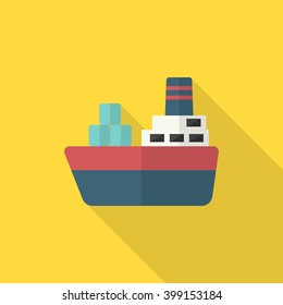 Cargo ships icon, Vector flat long shadow design. Transport concept.