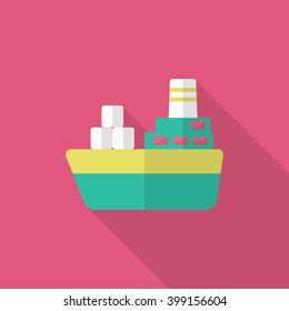 Cargo ships icon, Vector flat long shadow design. Transport concept.