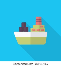 Cargo ships icon, Vector flat long shadow design. Transport concept.