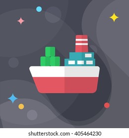 Cargo ships icon, Vector flat long shadow design. Transport concept.