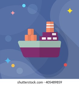 Cargo ships icon, Vector flat long shadow design. Transport concept.