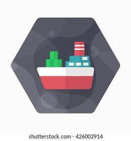 Cargo ships icon, Vector flat long shadow design. Transport concept.