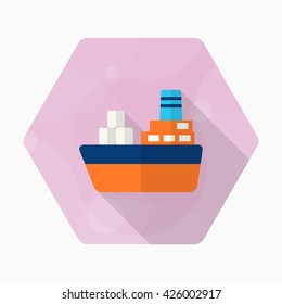Cargo ships icon, Vector flat long shadow design. Transport concept.