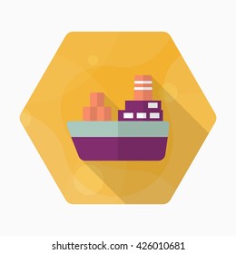 Cargo ships icon, Vector flat long shadow design. Transport concept.