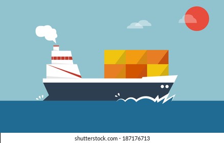 cargo ships logistic over the see  vector art