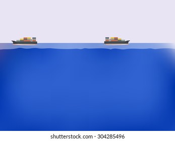 cargo ships on the blue ocean,maritime transportation concept