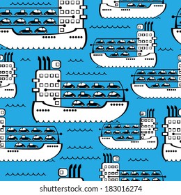 cargo ships seamless pattern