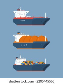 Barcos de carga. Ilustración vectorial.