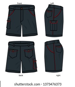 CARGO SHORTS FOR MEN VECTOR TEMPLATE