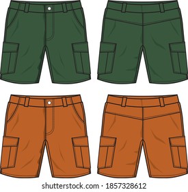 Patrón de plantilla vectorial Cargo Shorts para Men