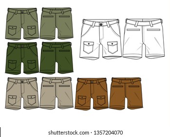 Cargo Shorts Vector Template Stock Vector (Royalty Free) 1357204070 ...