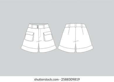 cargo shorts woman cargo shorts vector shorts cargo shorts drawing fashion illustration