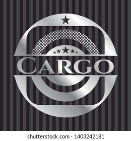 Cargo silver shiny badge. Vector Illustration. Mosaic.