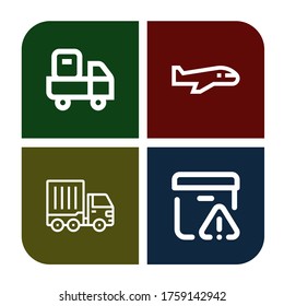 Cargo Simple Icons Set. Contains Such Icons As Delivery Truck, Airplane, Cargo Truck, Important Delivery, Can Be Used For Web, Mobile And Logo