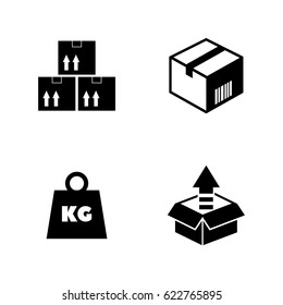 Cargo. Simple Related Vector Icons Set for Video, Mobile Apps, Web Sites, Print Projects and Your Design. Black Flat Illustration on White Background.