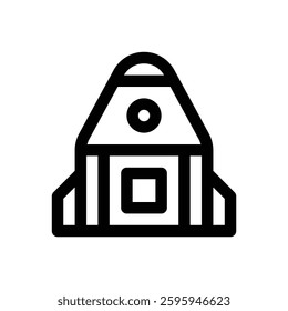 Cargo spacecraft. Editable stroke vector icon.