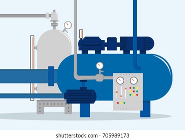 Cargo storage complex, container for water, gas, chemical and oil. Vector illustration, flat style.