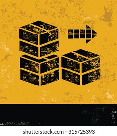 Cargo and storage concept design, yellow grunge vector