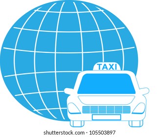 cargo symbol with planet and taxi car