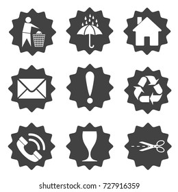 Cargo symbols in flat design. Vector illustration. Cargo packaging symbols.