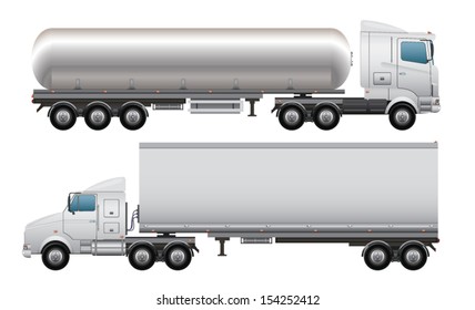 Cargo and tanker truck