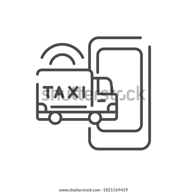Cargo taxi black line icon. Online mobile\
application order taxi service. Pictogram for web, mobile app,\
promo. UI UX design\
element